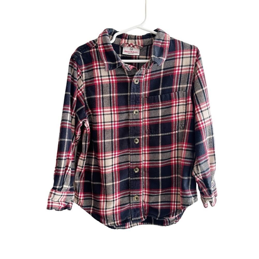 Hanna Andersson Flannel Plaid Long Sleeve Button Up Shirt